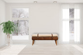 Bouclé Buffalo Hide Leather Bench
