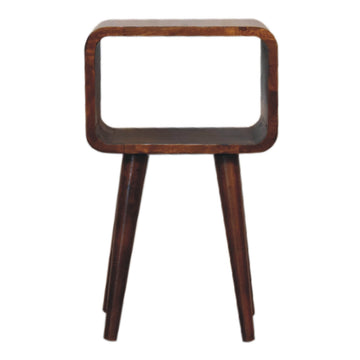 Mini Chestnut Curved Open Bedside Table | Open Shelf