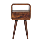 Mini Chestnut Curve Open Bedside Table