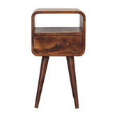 Mini Chestnut Curve Open Bedside Table