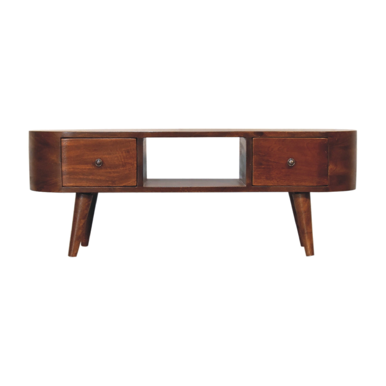 Chestnut Round Open Chest of Drawers