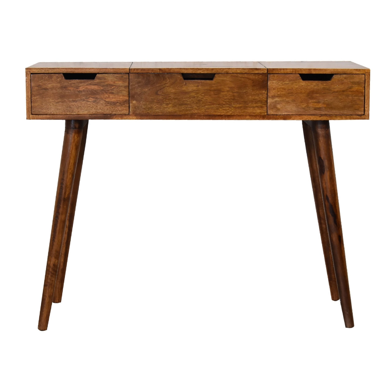 Chestnut Foldable Mirror Table | Hand-Painted Mango Wood
