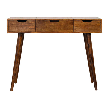 Chestnut Foldable Mirror Table | Hand-Painted Mango Wood