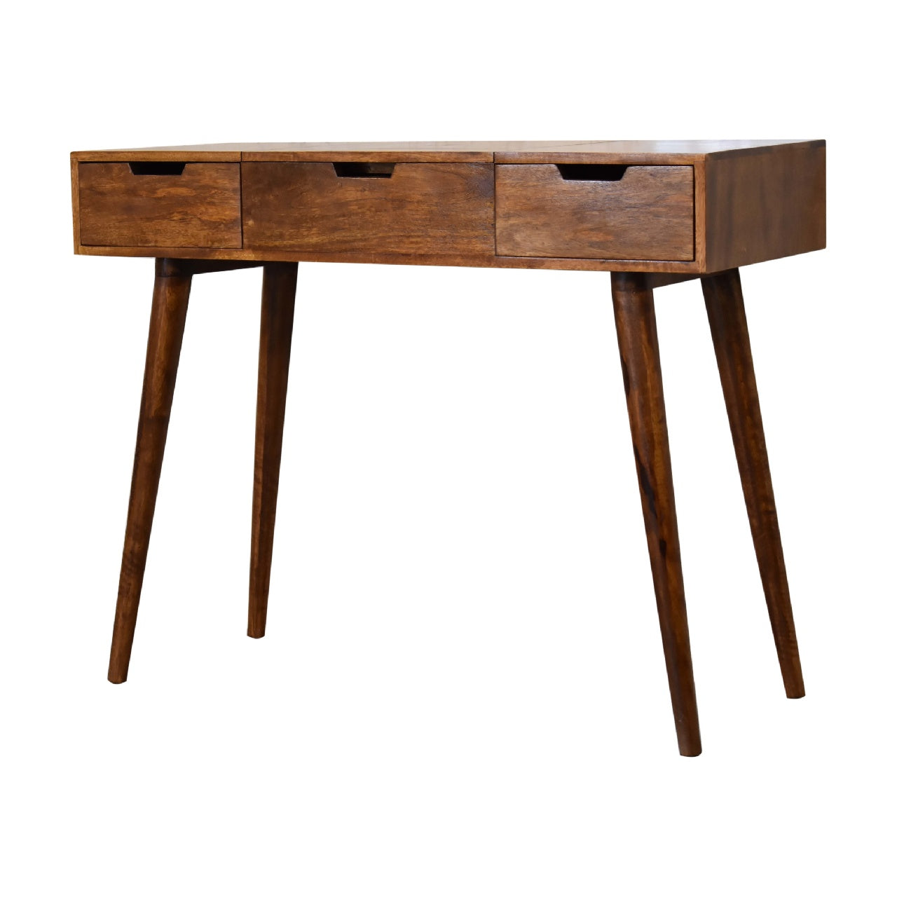Chestnut Foldable Mirror Table | Hand-Painted Mango Wood