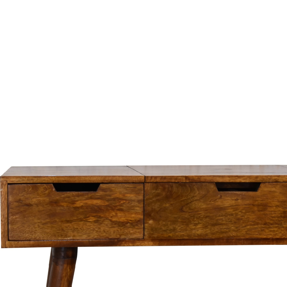Chestnut Foldable Mirror Table | Hand-Painted Mango Wood