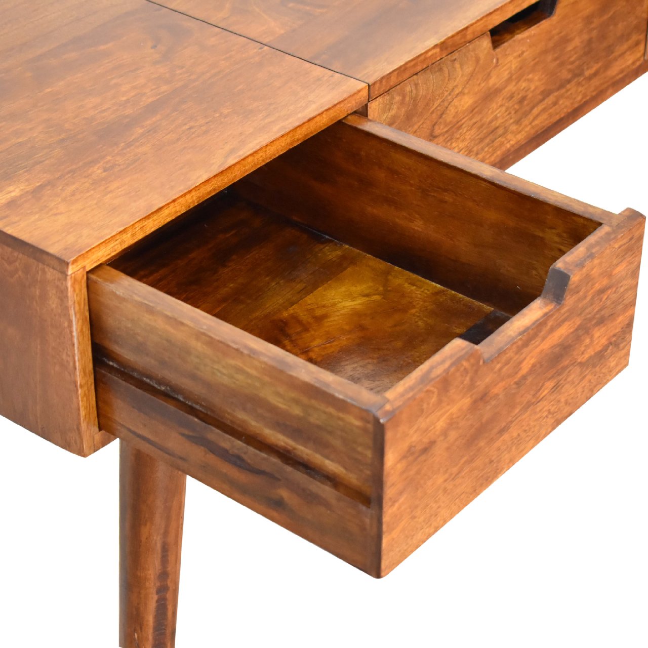 Chestnut Foldable Mirror Table | Hand-Painted Mango Wood
