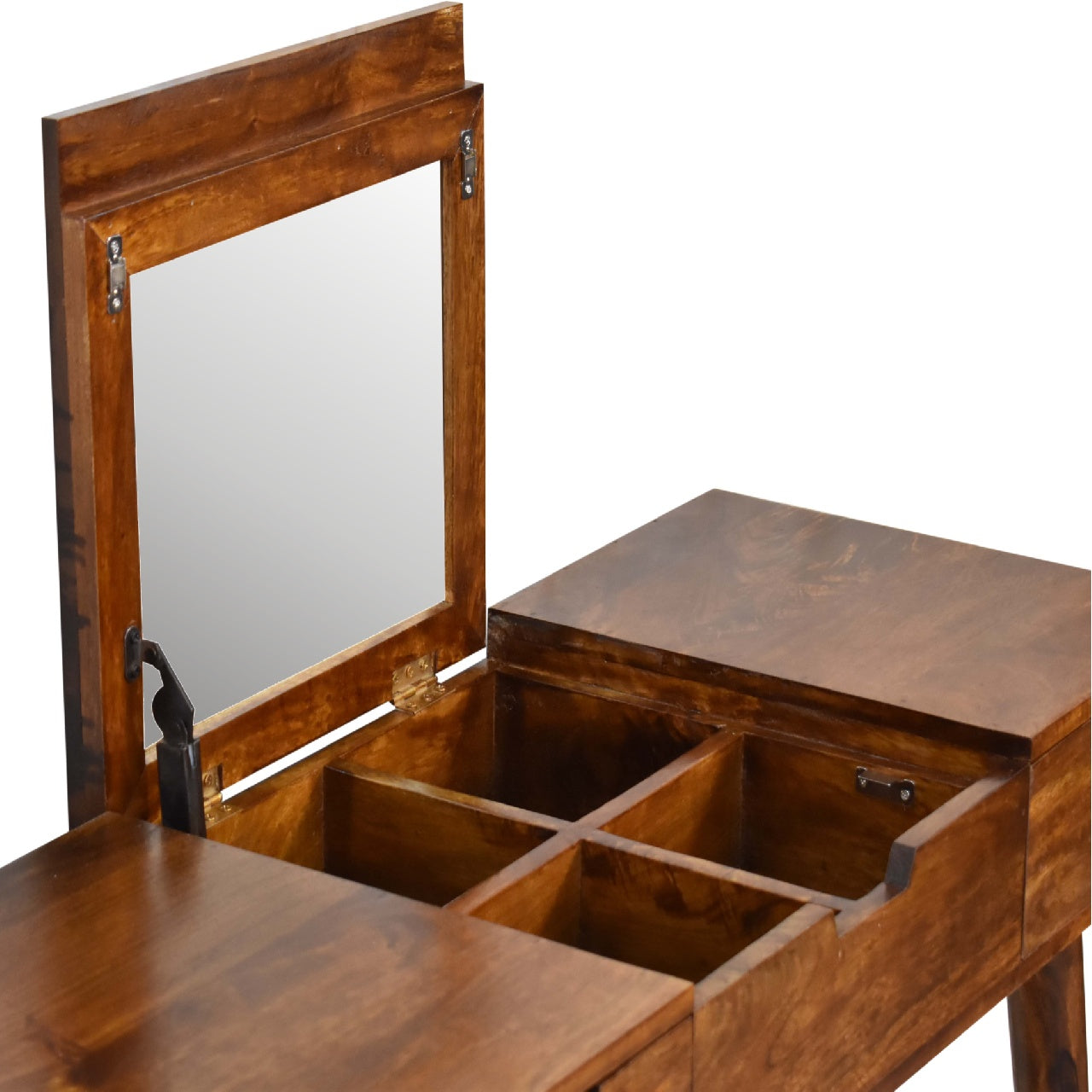 Chestnut Foldable Mirror Table | Hand-Painted Mango Wood