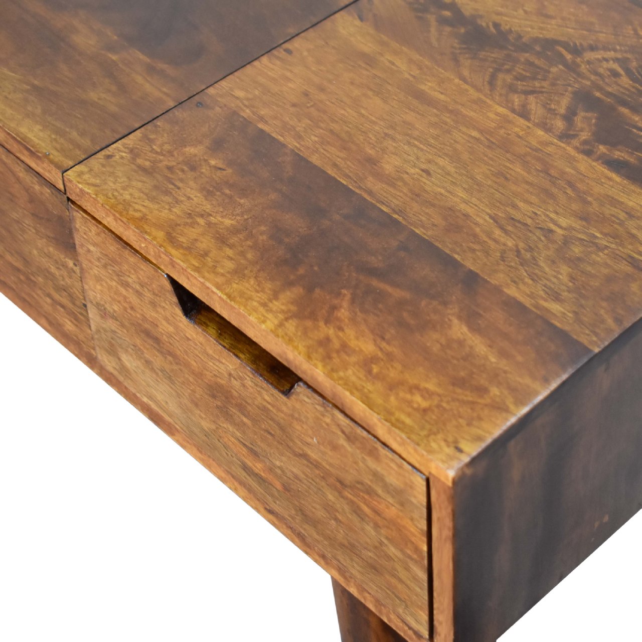 Chestnut Foldable Mirror Table | Hand-Painted Mango Wood