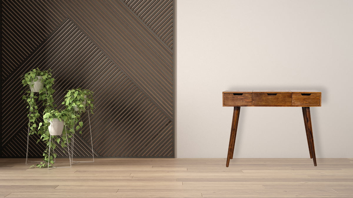 Chestnut Foldable Mirror Table | Hand-Painted Mango Wood