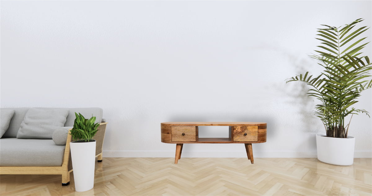 Mini Rounded Dual Drawer Entertainment Unit