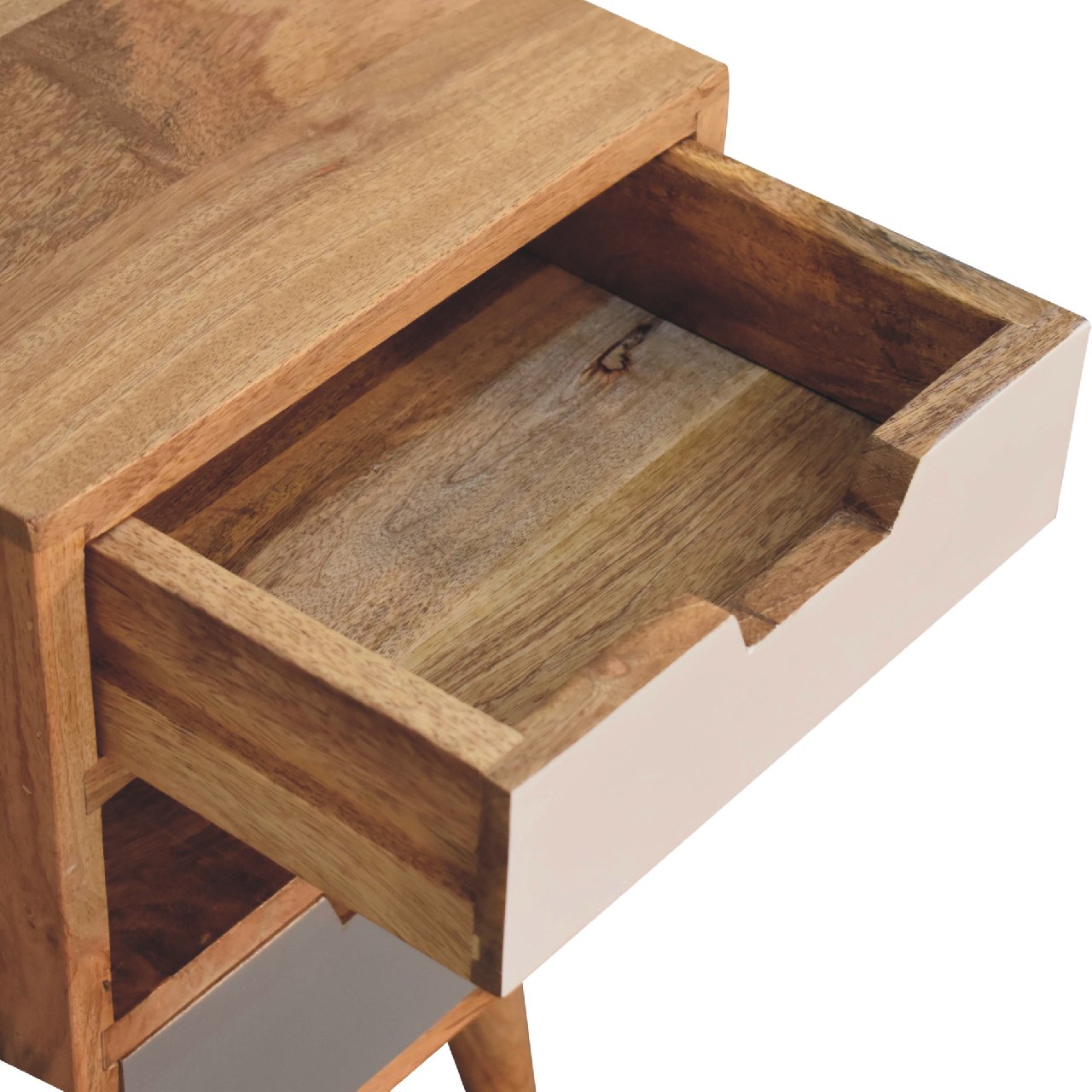 Mini Grey and White Cut-out Bedside Table