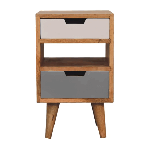 Mini Grey and White Cut-out Bedside Table