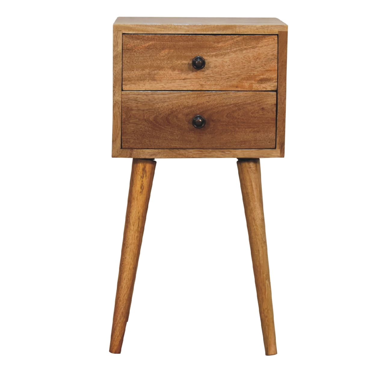 Mini 2-Drawer Oak-ish Bedside Table