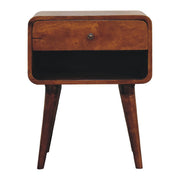 Curve Open Slot Chestnut Bedside Table