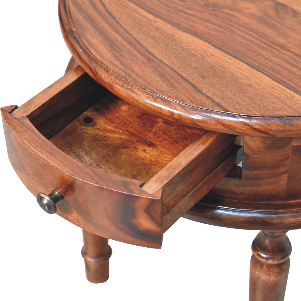 Honey finish Turned Leg Bedside Table
