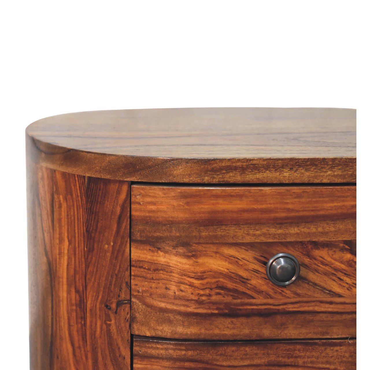 Round Honey Bedside with Bun Feet Bedside Table