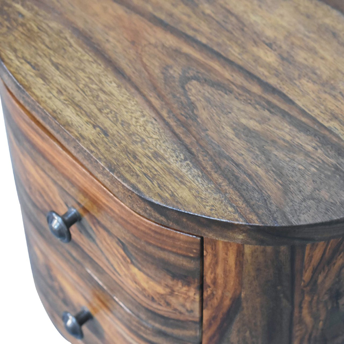 Round Honey Bedside with Bun Feet Bedside Table