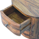 Round Honey Bedside with Bun Feet Bedside Table