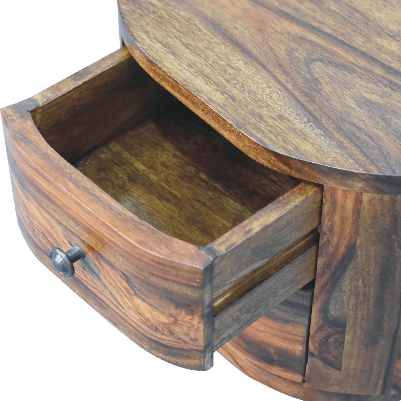 Round Honey Bedside with Bun Feet Bedside Table