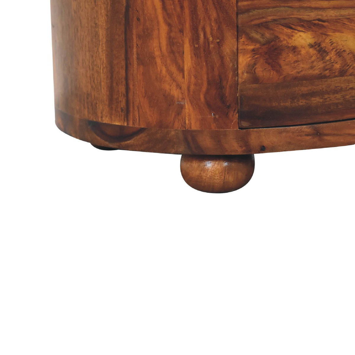 Round Honey Bedside with Bun Feet Bedside Table