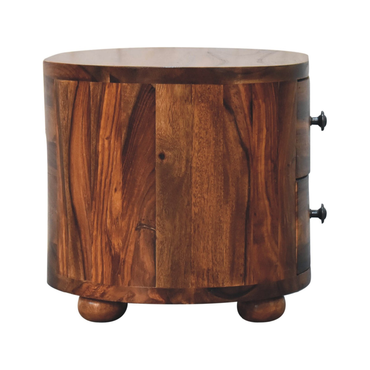 Round Honey Bedside with Bun Feet Bedside Table