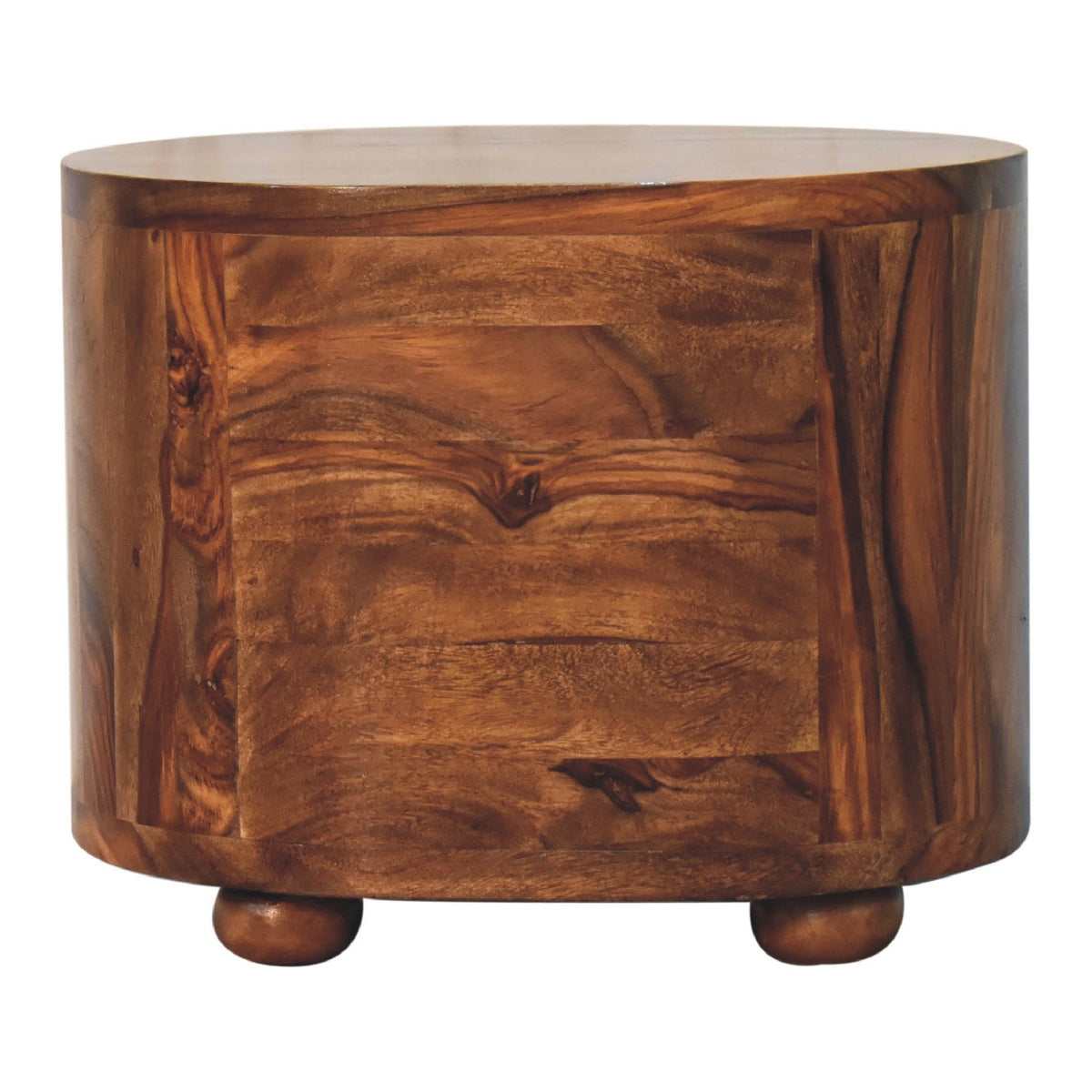 Round Honey Bedside with Bun Feet Bedside Table