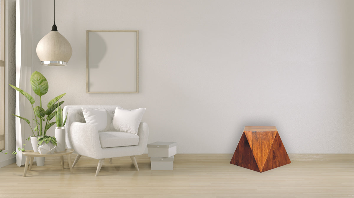 Chestnut Abstract End Table Chest of Drawers