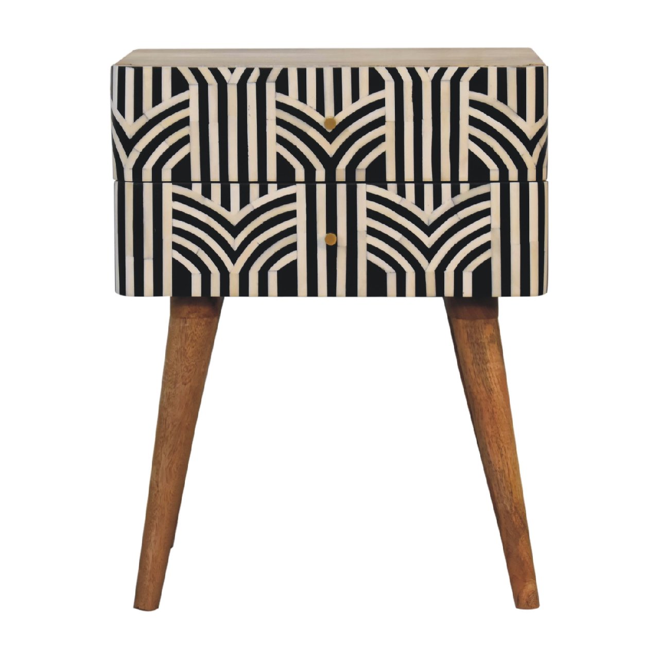 Edessa Bone Inlay Bedside Table | Oak-Ish Solid Mango Wood