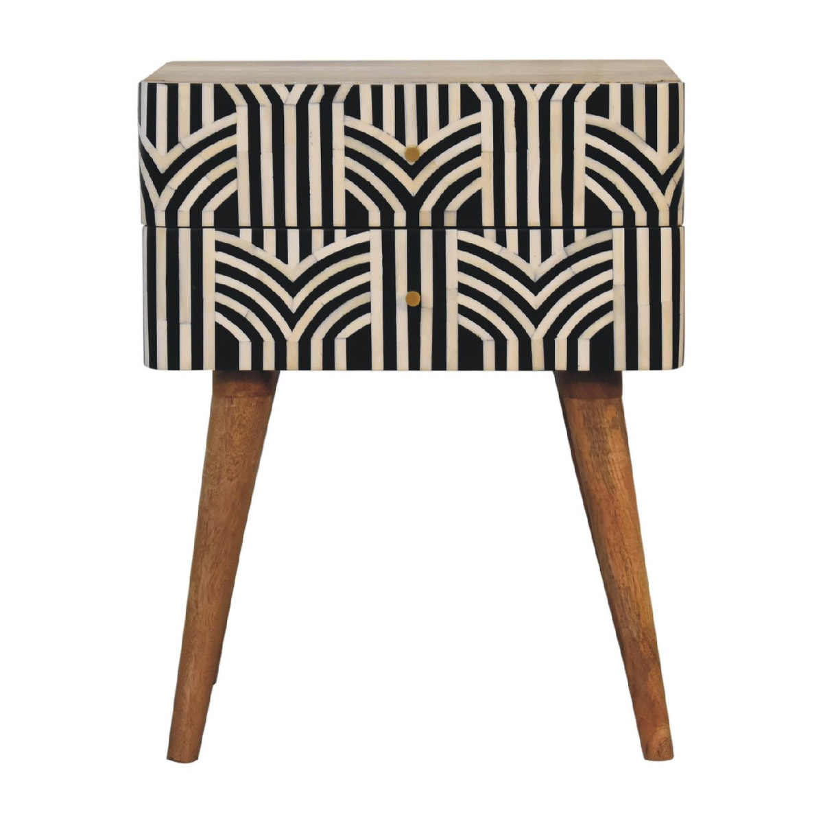 Edessa Bone Inlay Bedside Table | Oak-Ish Solid Mango Wood