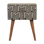 Edessa Bone Inlay Bedside Table | Oak-Ish Solid Mango Wood