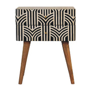Edessa Bone Inlay Bedside Table | Oak-Ish Solid Mango Wood