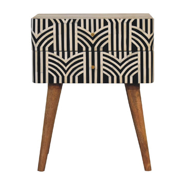 Edessa Bone Inlay Bedside Table | Oak-Ish Solid Mango Wood