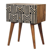 Edessa Bone Inlay Bedside Table | Oak-Ish Solid Mango Wood