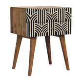 Edessa Bone Inlay Bedside Table | Oak-Ish Solid Mango Wood