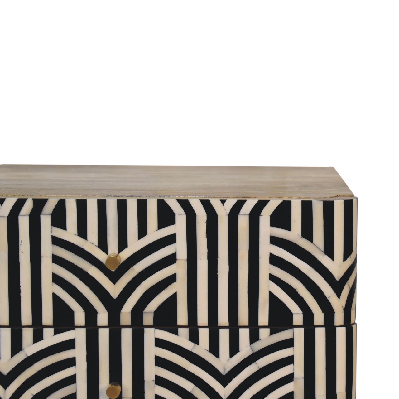 Edessa Bone Inlay Bedside Table | Oak-Ish Solid Mango Wood