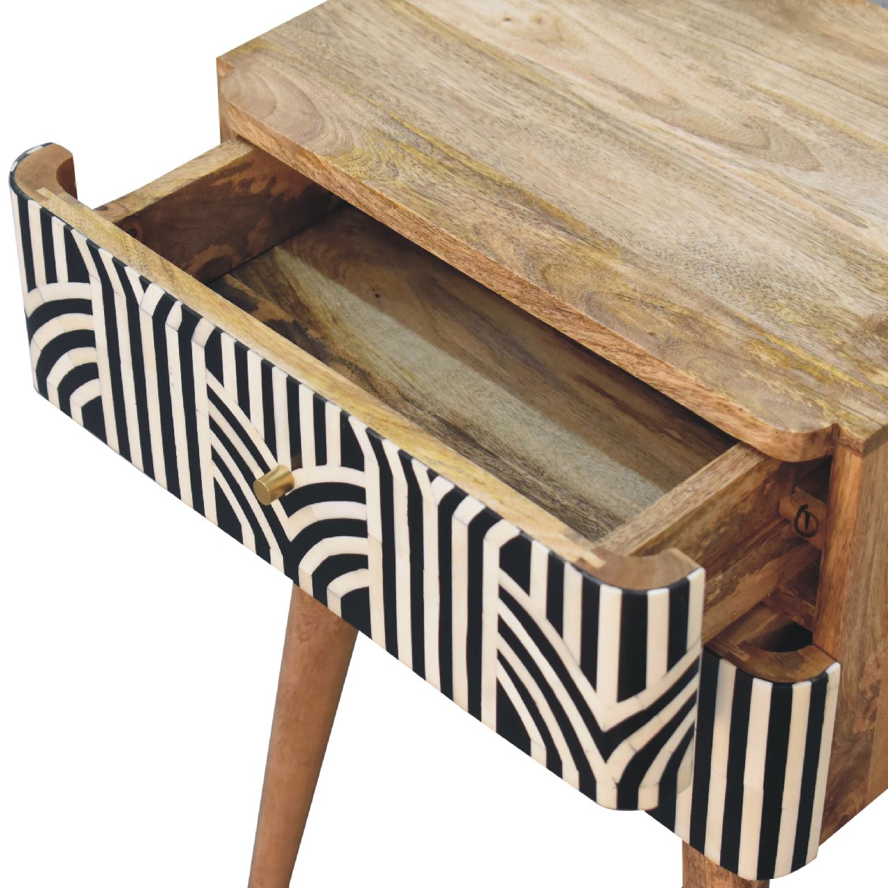 Edessa Bone Inlay Bedside Table | Oak-Ish Solid Mango Wood
