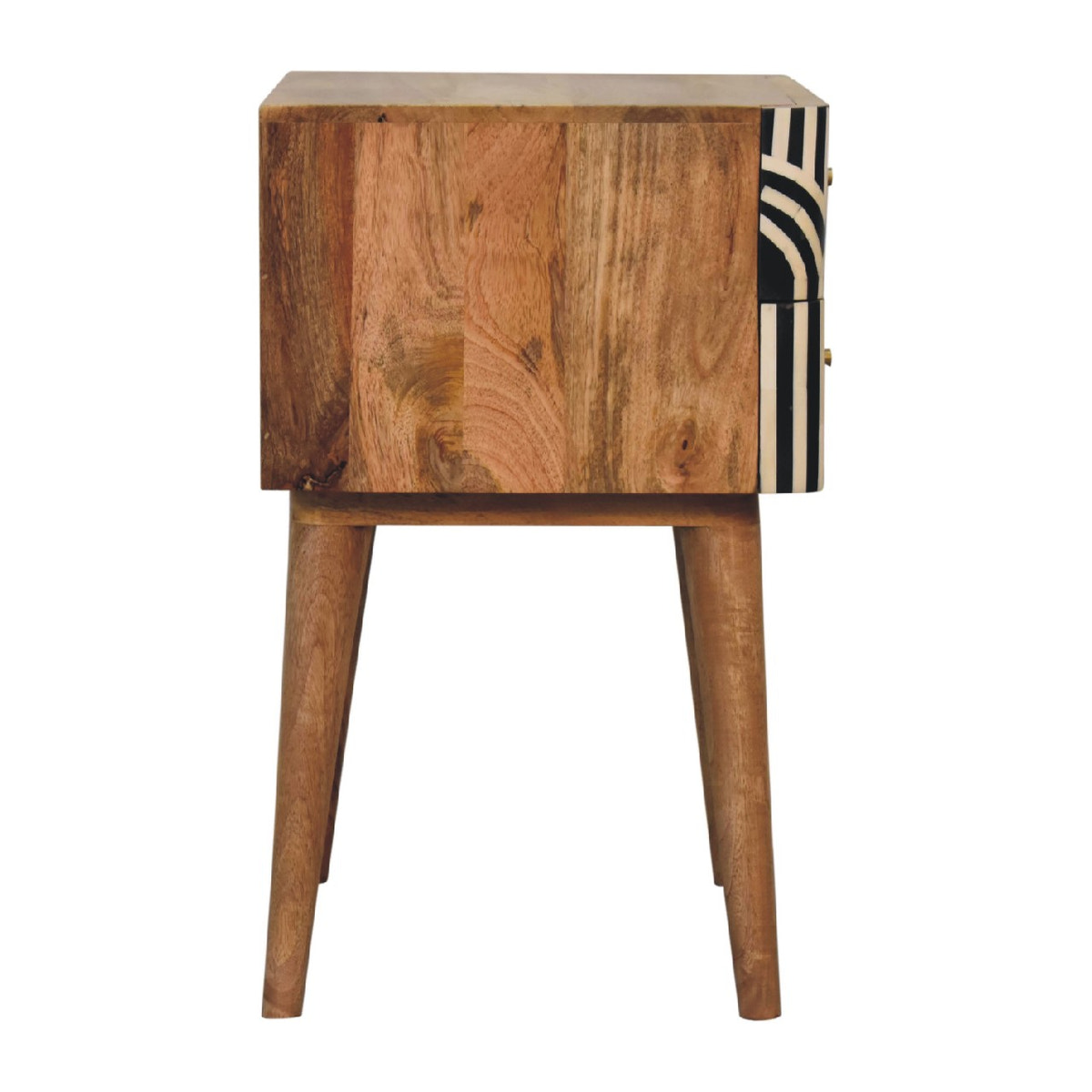Edessa Bone Inlay Bedside Table | Oak-Ish Solid Mango Wood