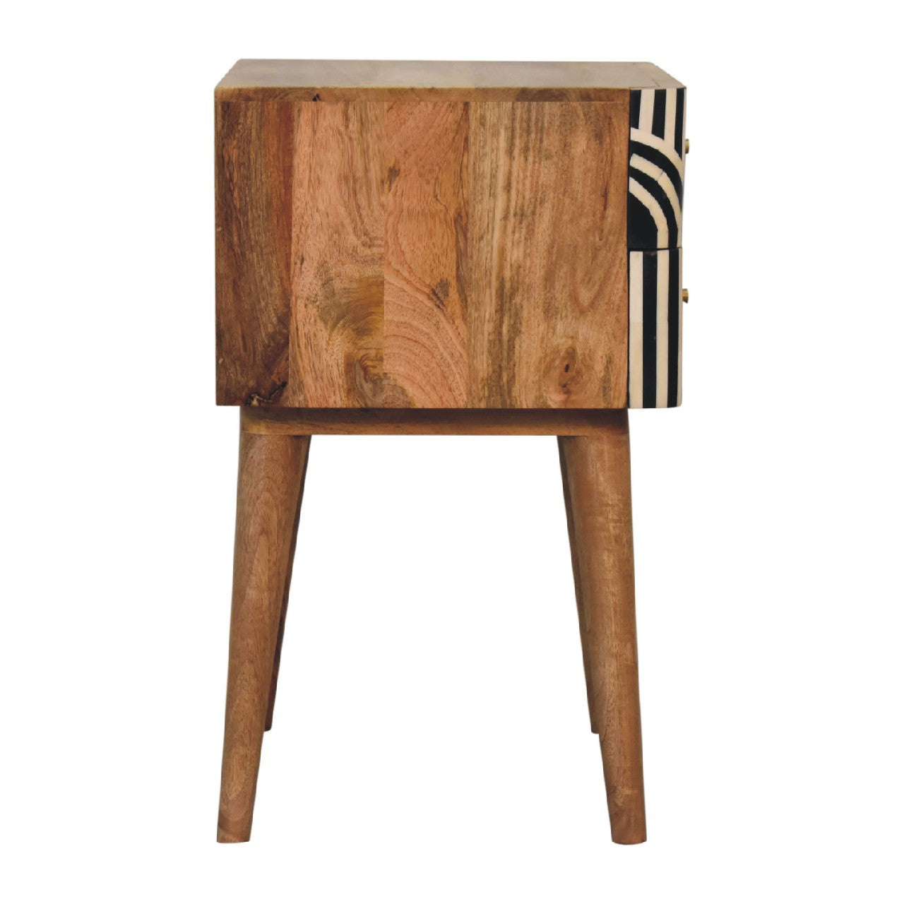 Edessa Bone Inlay Bedside Table | Oak-Ish Solid Mango Wood