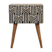 Edessa Bone Inlay Bedside Table | Oak-Ish Solid Mango Wood