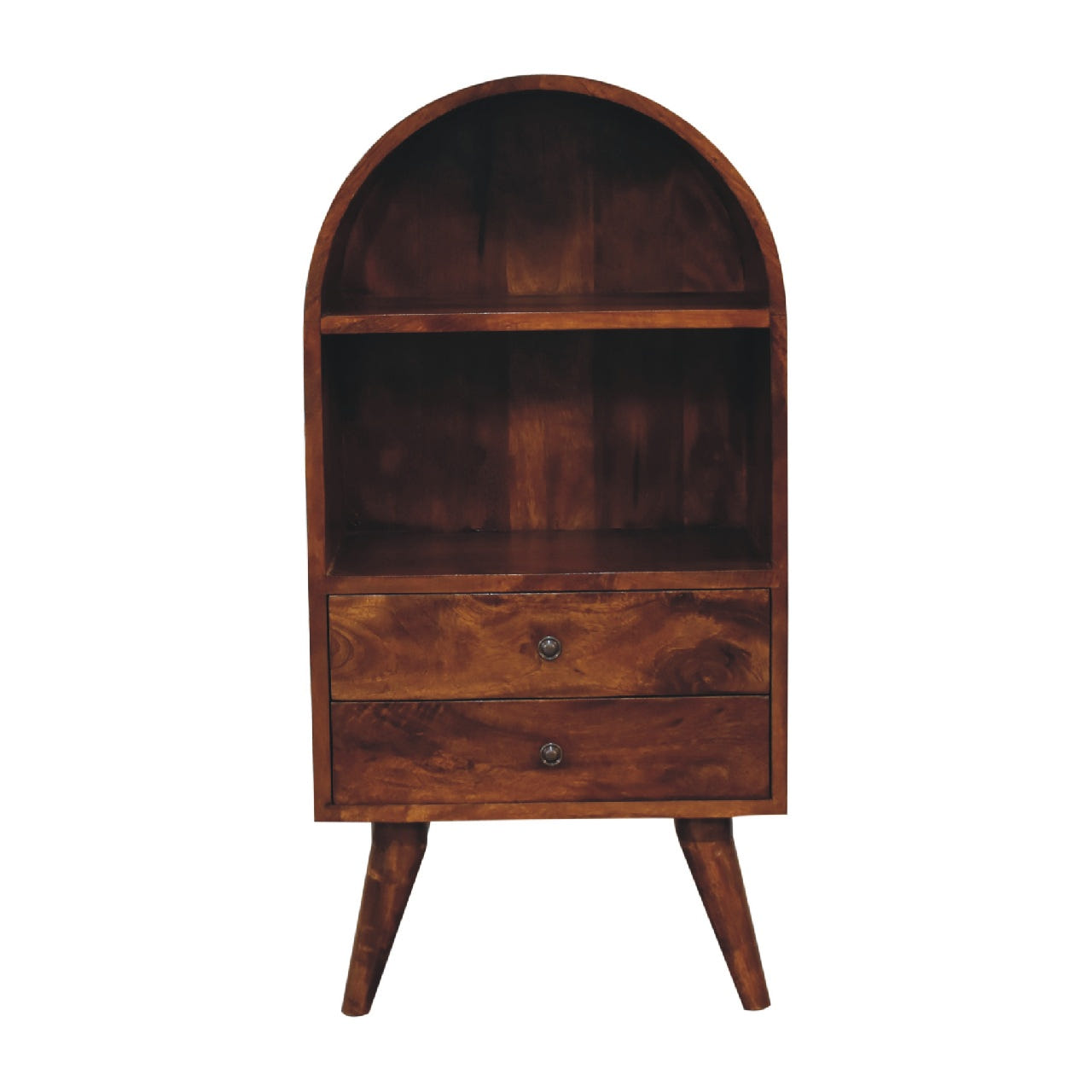 Round Chestnut Display Chest of Drawers