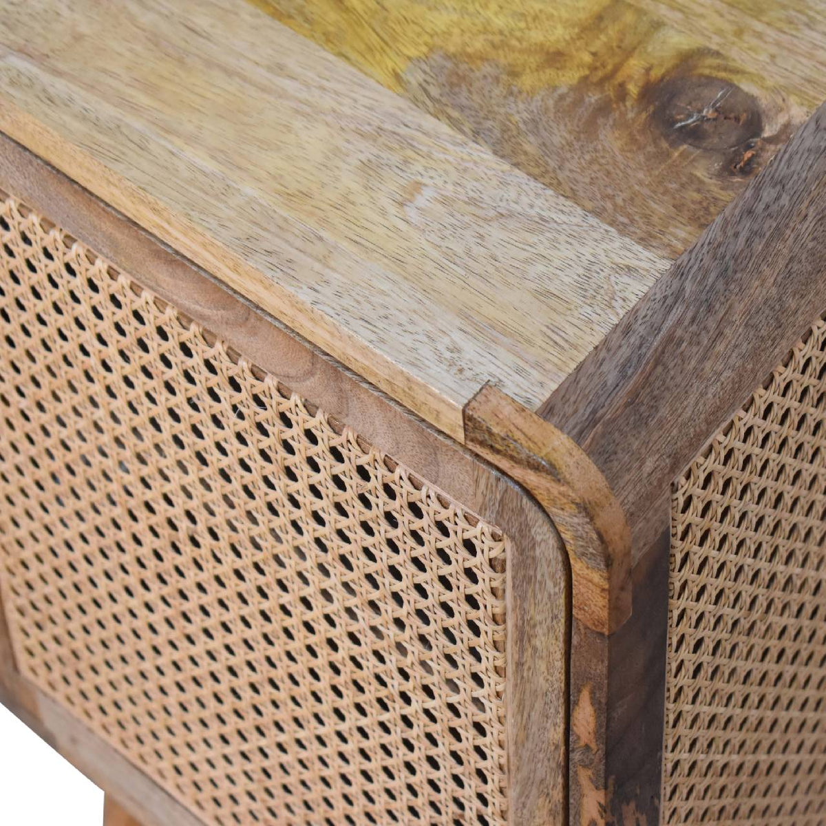 Larrisa Woven Door Bedside Table | Oak Solid Mango Wood