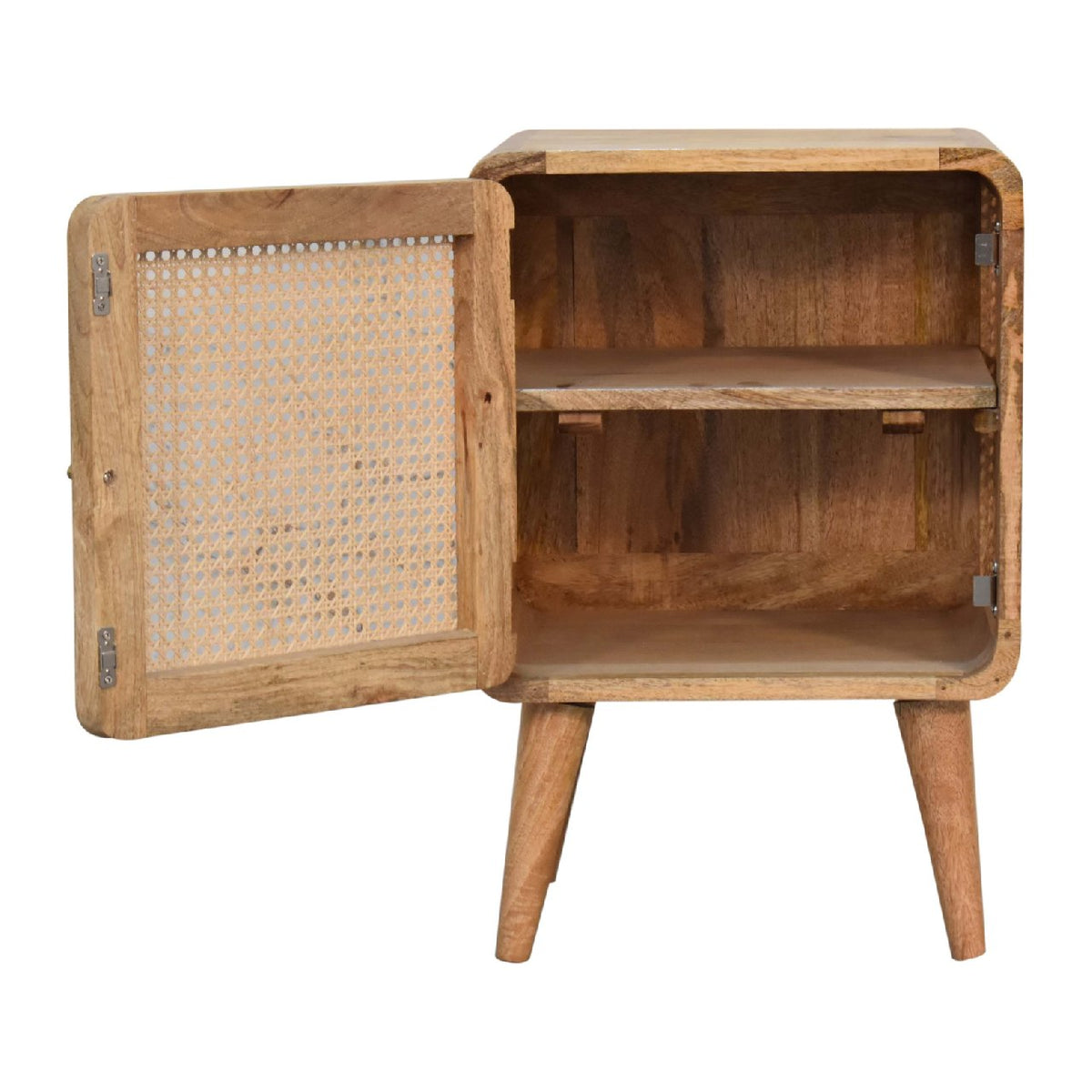 Larrisa Woven Door Bedside Table | Oak Solid Mango Wood