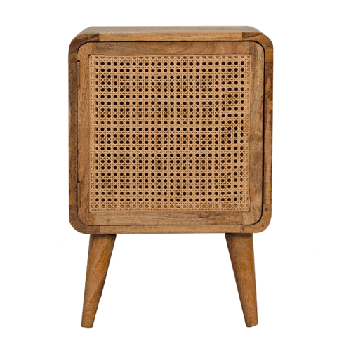 Larrisa Woven Door Bedside Table | Oak Solid Mango Wood