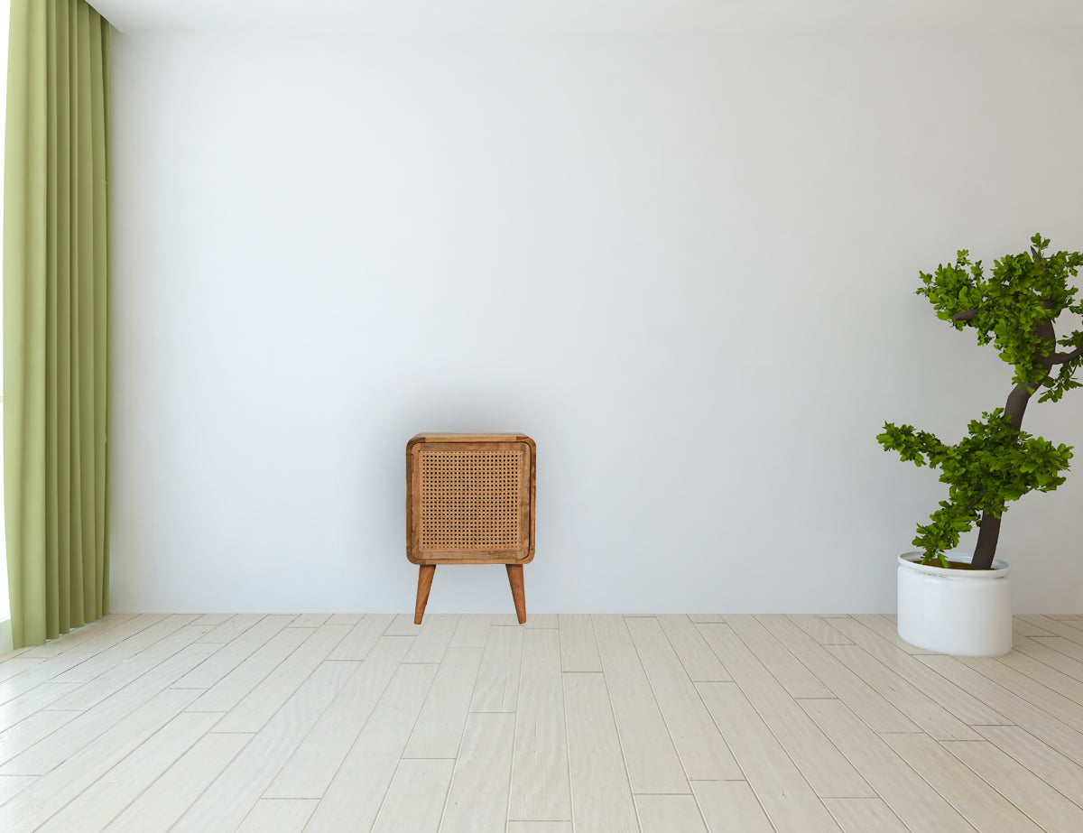 Larrisa Woven Door Bedside Table | Oak Solid Mango Wood