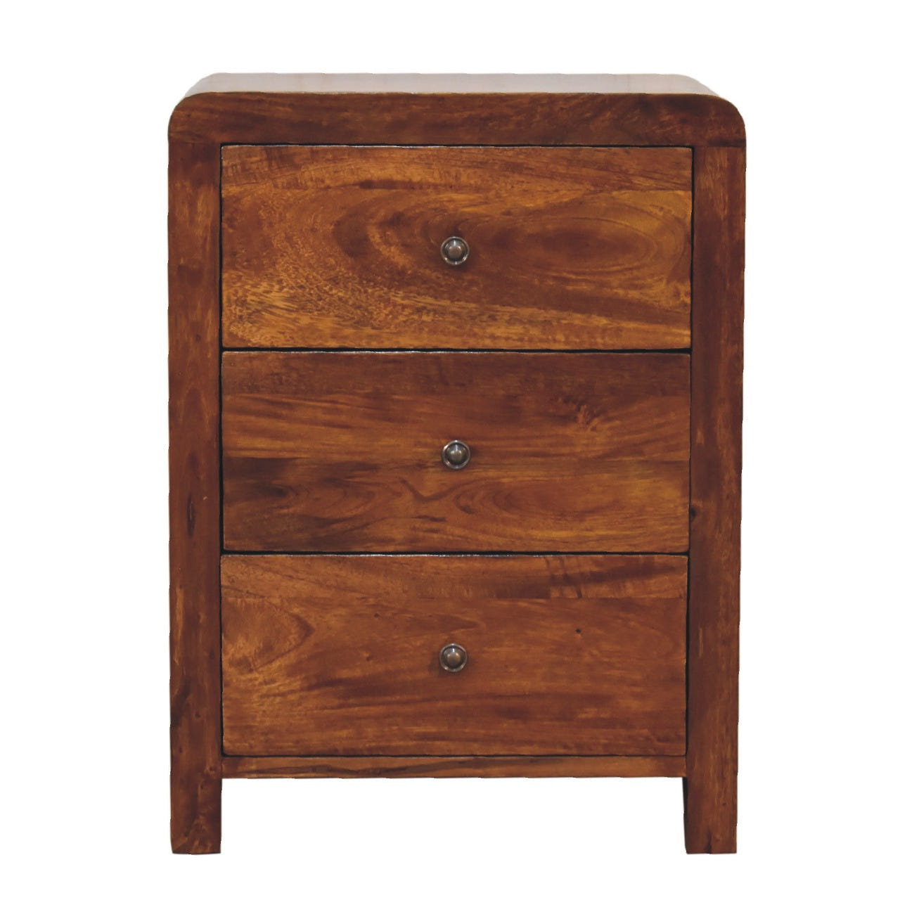 Aspen 3-Drawer Bedside Table | Chestnut Solid Mango Wood