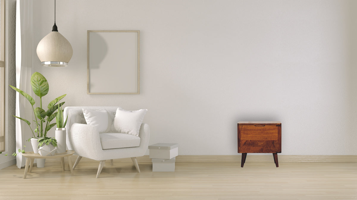 Chestnut Lid-up Storage Stool