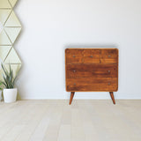 3 over 2 Curved Chestnut Chest of Drawers