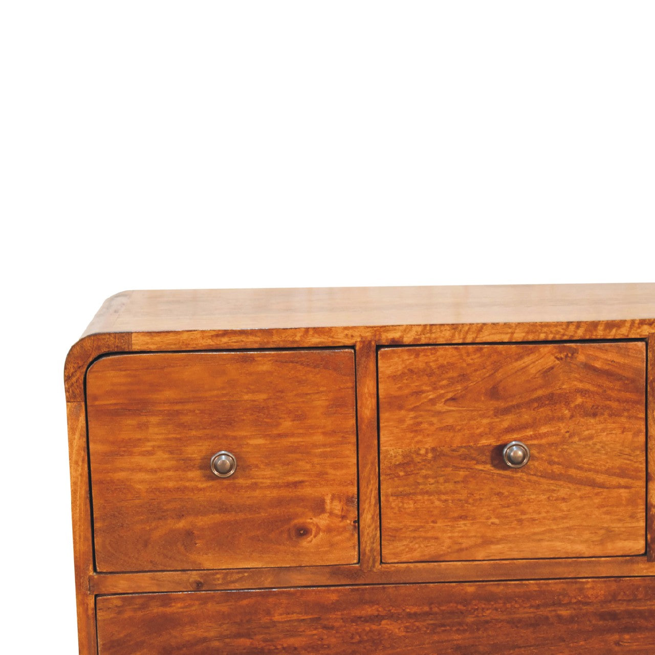 3 over 2 Curved Chestnut Chest of Drawers