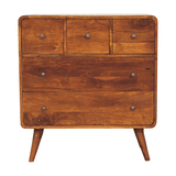 3 over 2 Curved Chestnut Chest of Drawers
