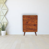 2 over 3 Curved Chestnut Chest of Drawers